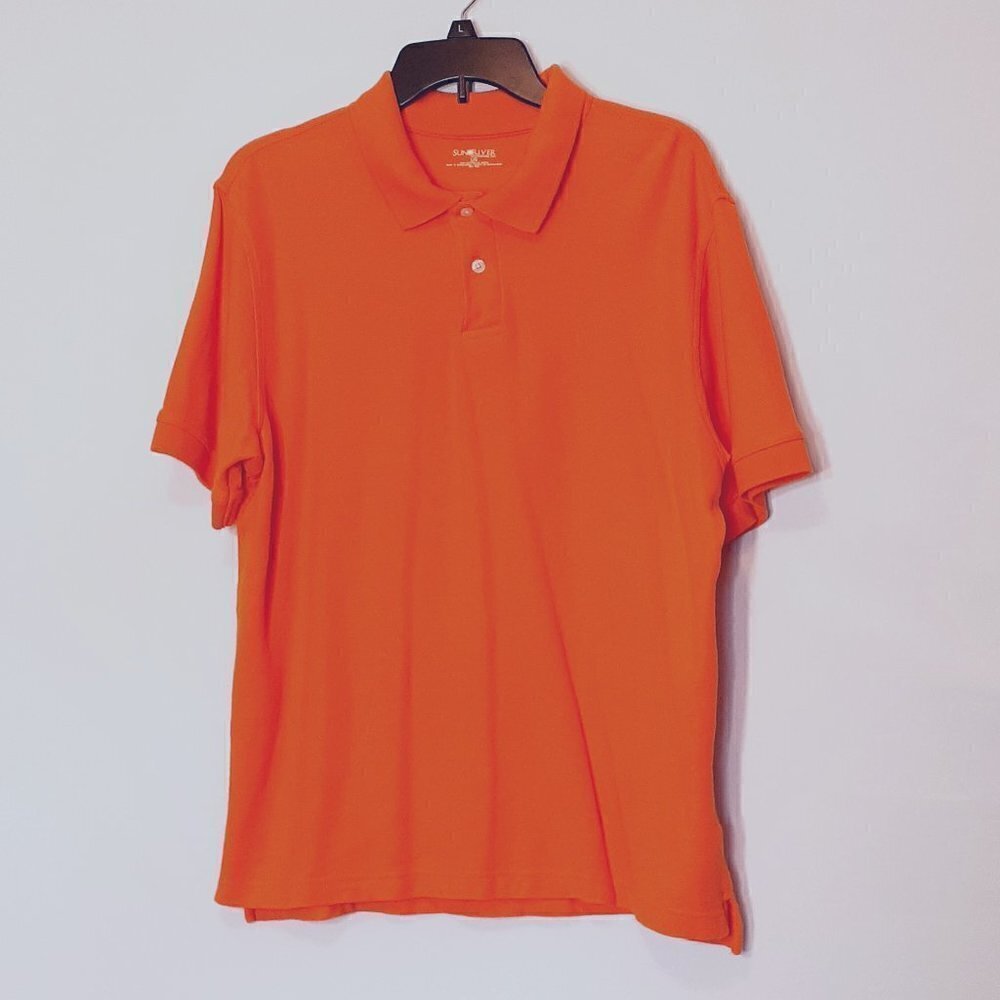 MEN'S SUN RIVER Cotton Piquet Short Sleeve Polo Shirt; BRIGHT ORANGE; Size Large